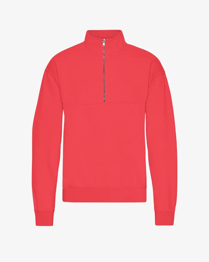Quarter Zips Men Colorfulstandard Organic Quarter Zip 8211 Red Tangerine
