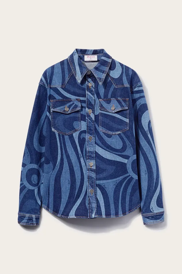 Ready To Wear Men PUCCI MarmoPrint Denim Shirt