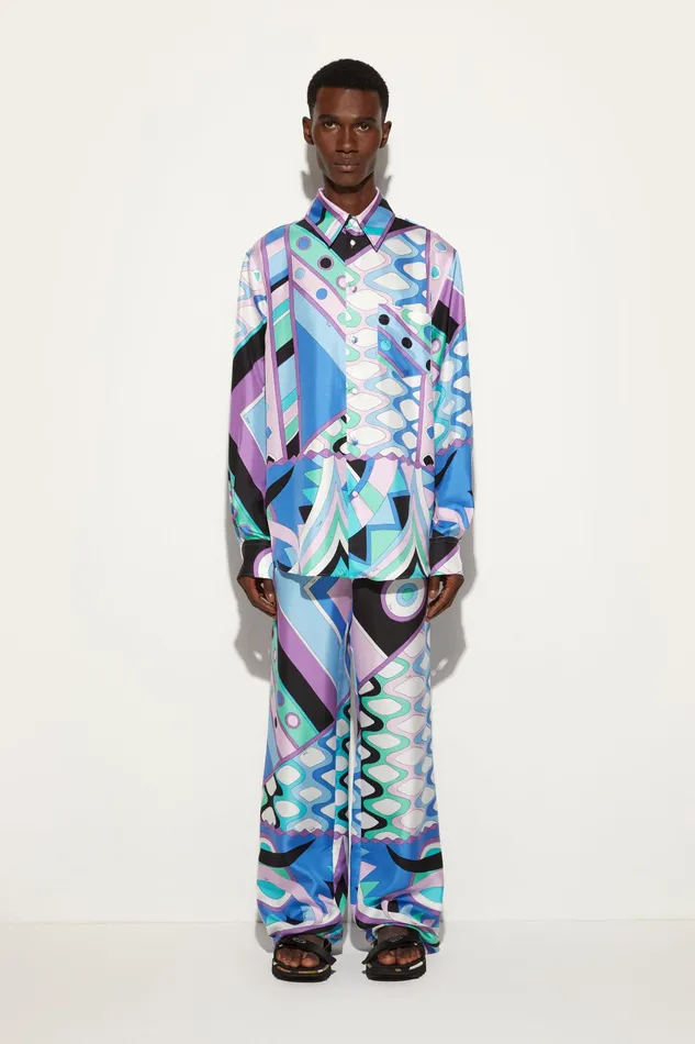 Ready To Wear Men PUCCI VivaraPrint SilkTwill Shirt