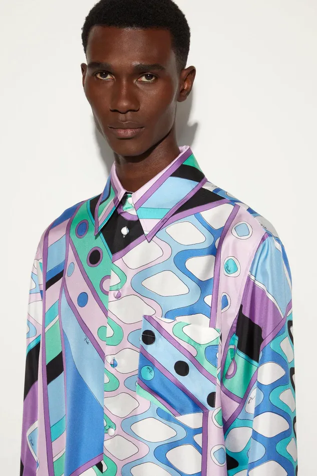 Ready To Wear Men PUCCI VivaraPrint SilkTwill Shirt