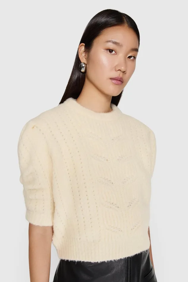 Rebecca Minkoff Campbell Puff Sweater Blonde Women Sweaters and Sweatshirts