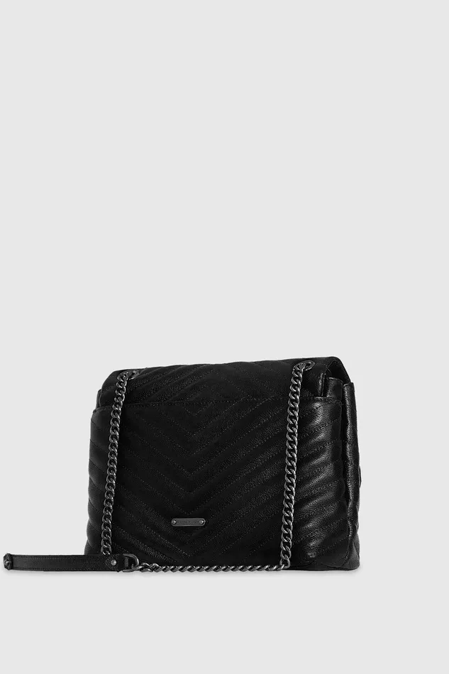 Rebecca Minkoff Edie Flap Shoulder Bag Blackgunmetal Women Shoulder Bags
