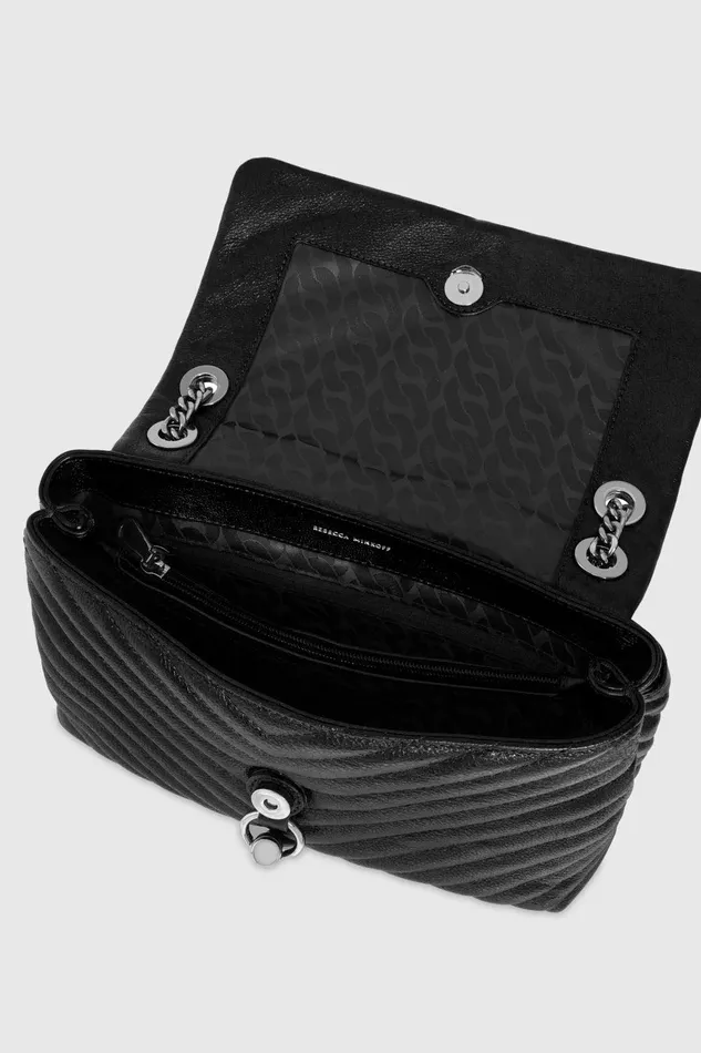 Rebecca Minkoff Edie Flap Shoulder Bag Blackgunmetal Women Shoulder Bags