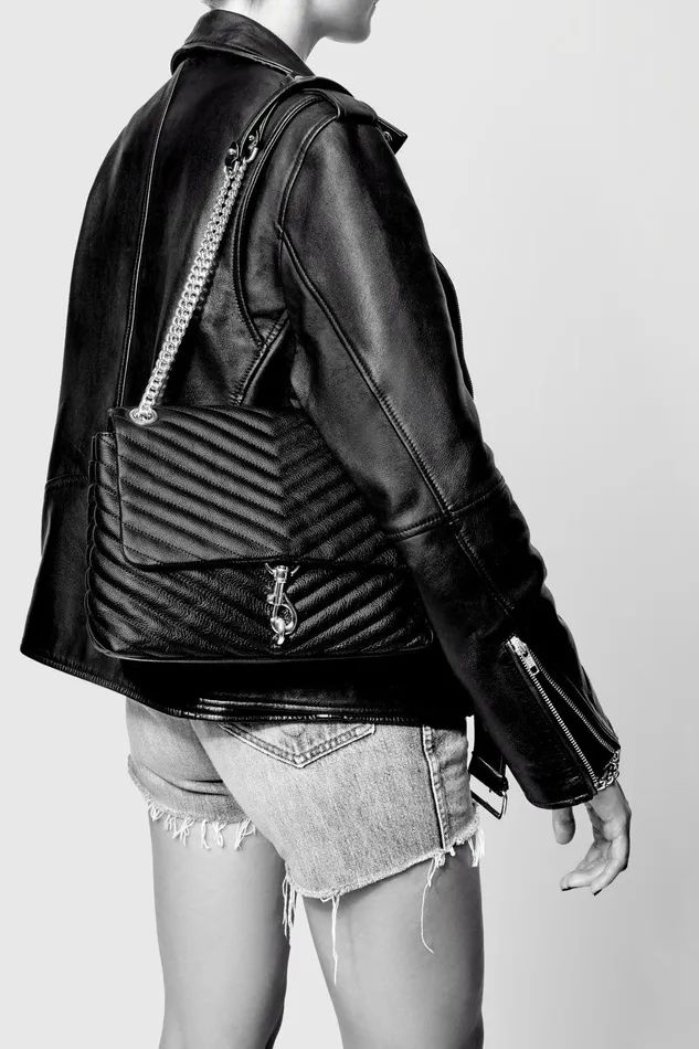 Rebecca Minkoff Edie Flap Shoulder Bag Blackgunmetal Women Shoulder Bags