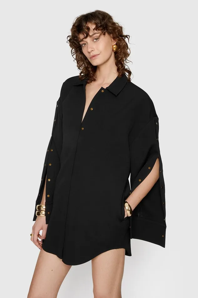 Rebecca Minkoff Kennedy Shacket Black Women Outerwear