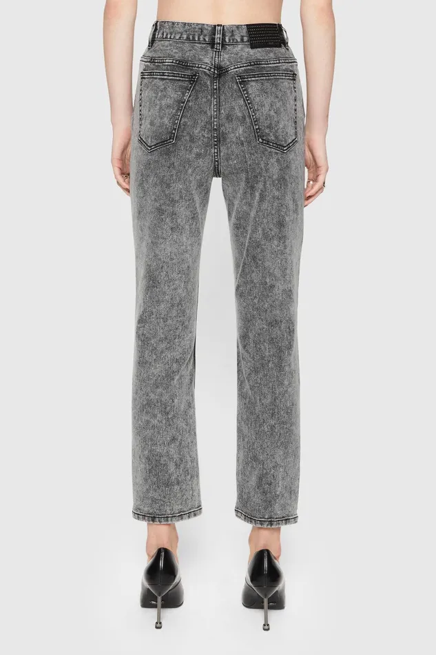 Rebecca Minkoff Lucy AcidWash Straight Leg Gray Acid Wash Women Bottoms