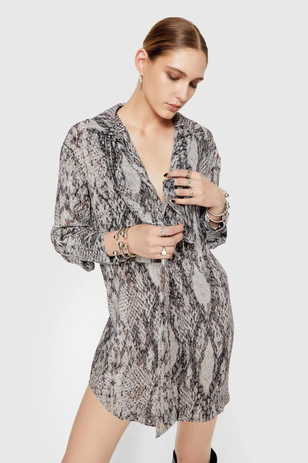 Rebecca Minkoff Ophelia Tie Dress Python Print Women Dresses