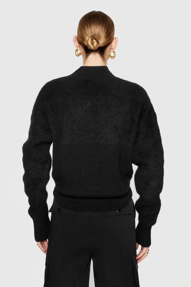 Rebecca Minkoff Priscilla TwoTexture Sweater True Black Women Tops