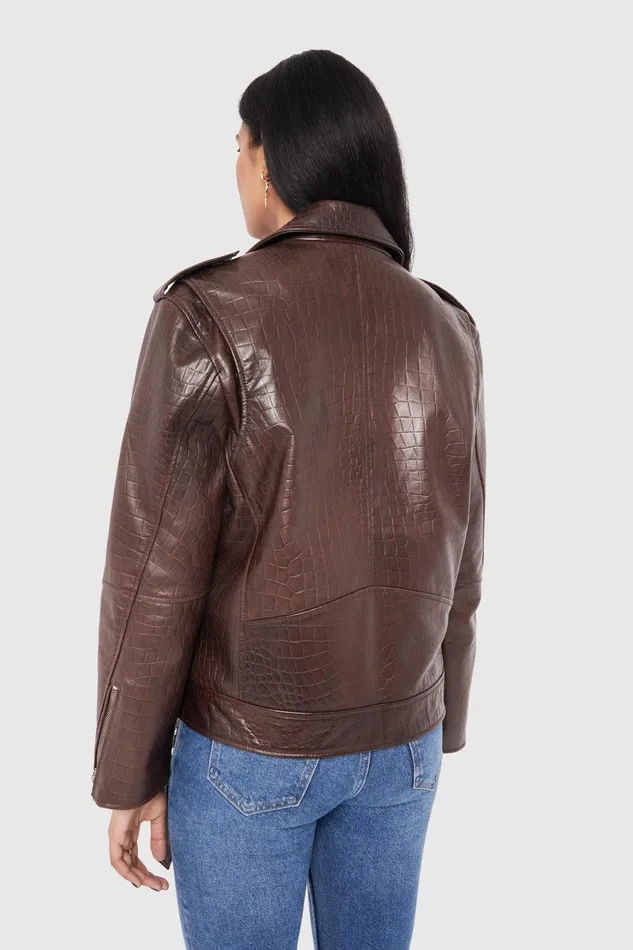 Rebecca Minkoff Tabitha Moto Espresso Women Outerwear
