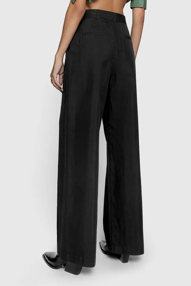 Rebecca Minkoff Walker Pleated Wide Leg Pant Black Women Bottoms