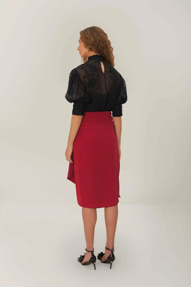 Red Midi Skirt Women Farm Rio Skirts
