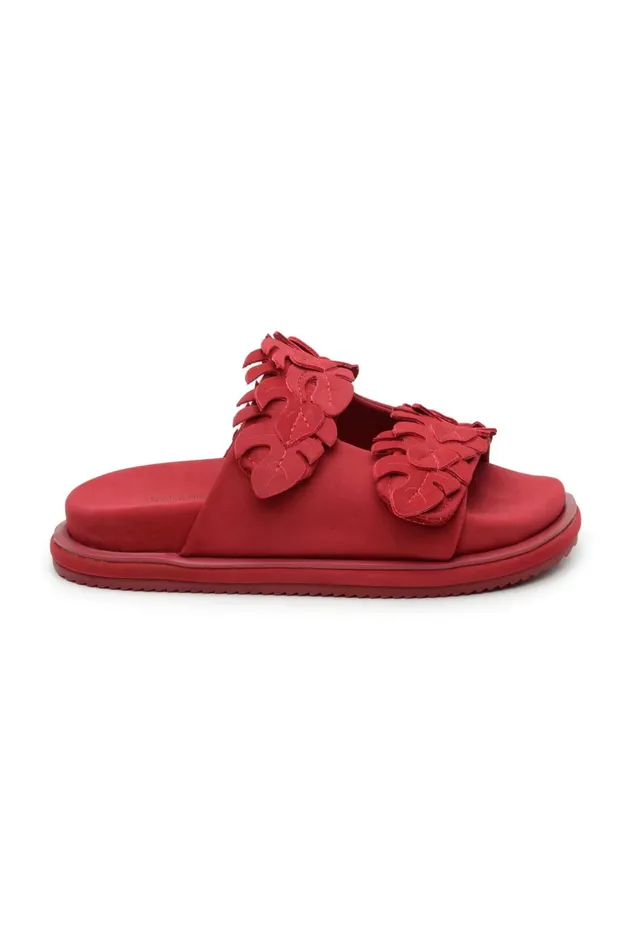 Red Mini Monstera Anatomic Slide Sandal Women Farm Rio Sandals