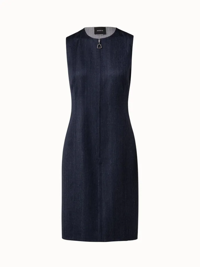 Reversible Wool DoubleFace Sheath Dress Navy Women Akris Dresses
