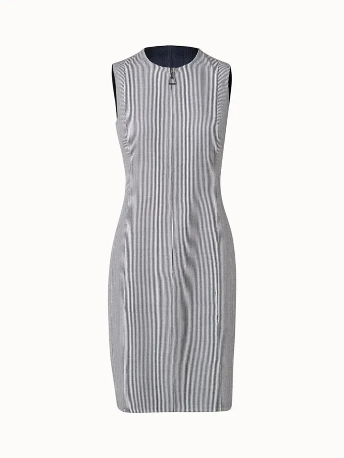 Reversible Wool DoubleFace Sheath Dress Navy Women Akris Dresses