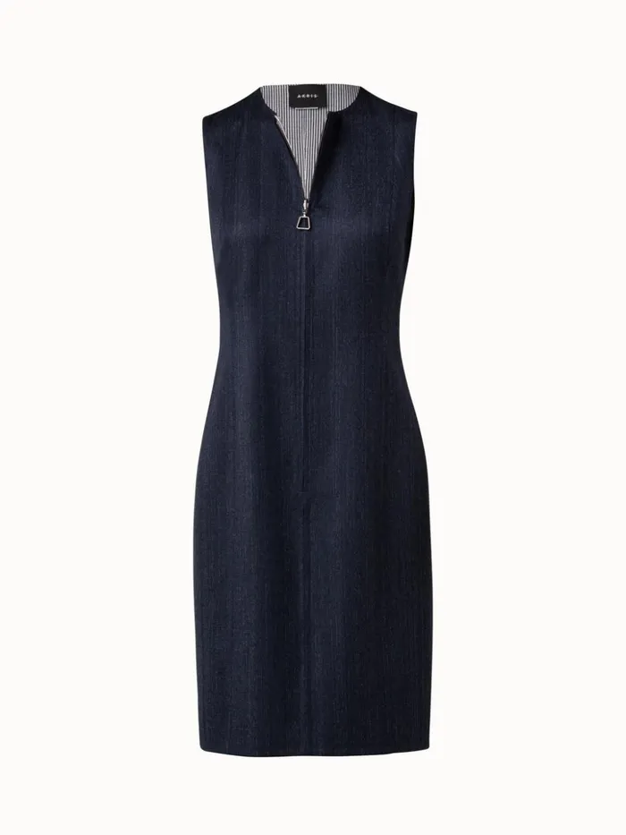 Reversible Wool DoubleFace Sheath Dress Navy Women Akris Dresses