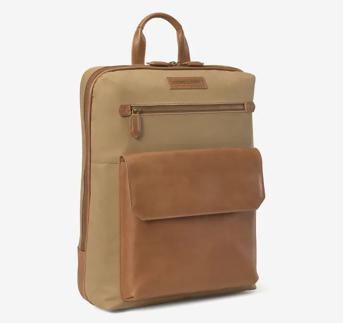Rhodes Commuter Backpack Camel Antique CottonTan Full Grain Backpacks and Briefcases Johnston and Murphy Men
