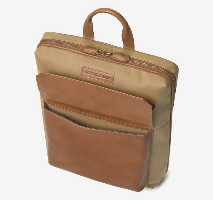 Rhodes Commuter Backpack Camel Antique CottonTan Full Grain Backpacks and Briefcases Johnston and Murphy Men