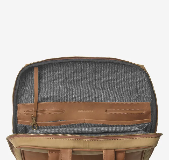 Rhodes Commuter Backpack Camel Antique CottonTan Full Grain Backpacks and Briefcases Johnston and Murphy Men