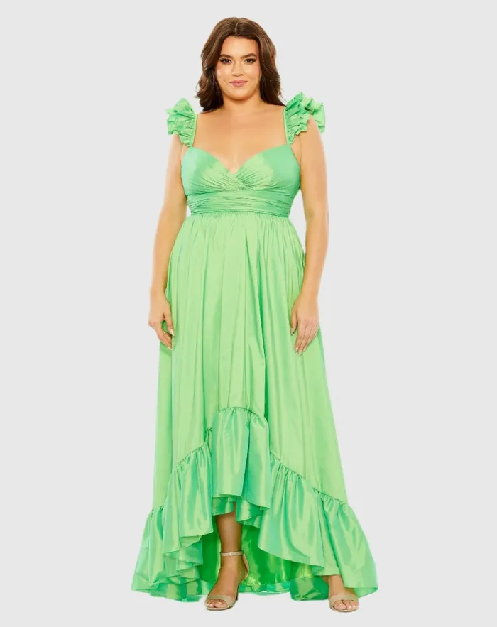Ruffle Strap High Low Gown Plus Watermelon Women Plus Size Dresses Mac Duggal