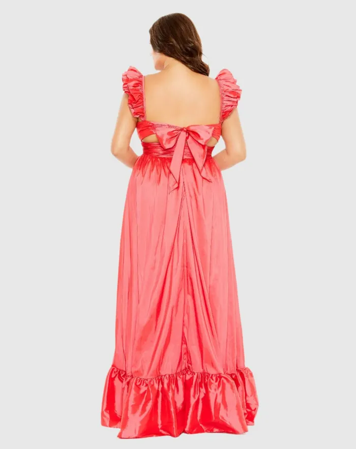 Ruffle Strap High Low Gown Plus Watermelon Women Plus Size Dresses Mac Duggal