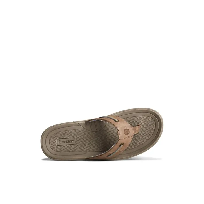 Sandals Men Sperry Baitfish Leather Flip Flop Medium Beige