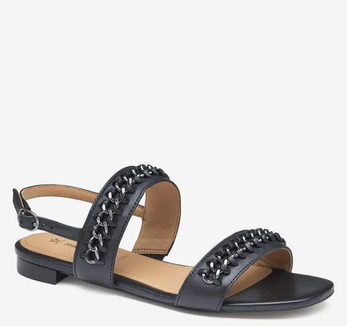 Sandals Women Lilly Chain Sandal Black Glove Leather Johnston and Murphy