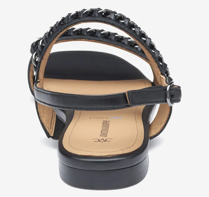 Sandals Women Lilly Chain Sandal Black Glove Leather Johnston and Murphy