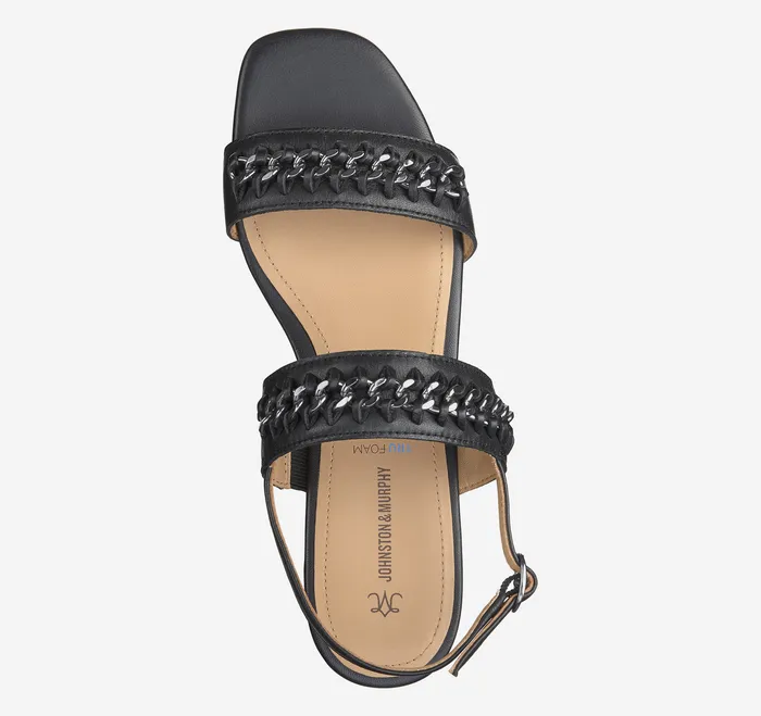 Sandals Women Lilly Chain Sandal Black Glove Leather Johnston and Murphy