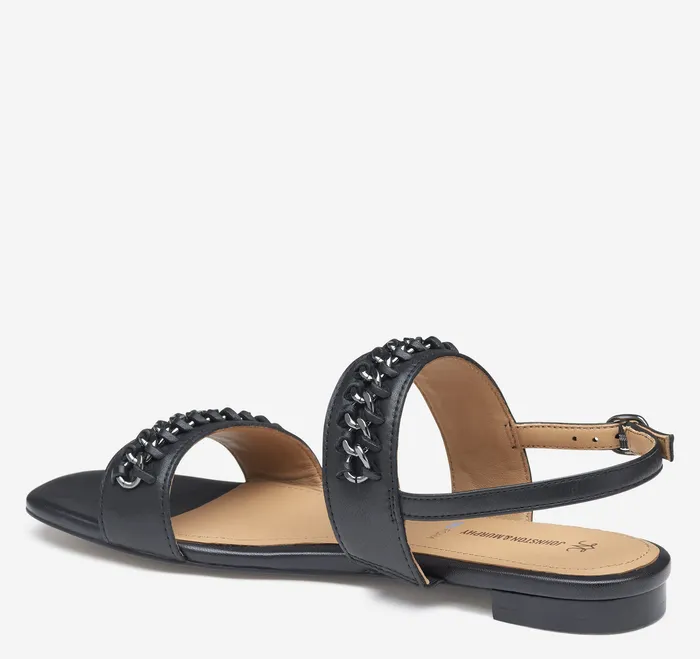 Sandals Women Lilly Chain Sandal Black Glove Leather Johnston and Murphy