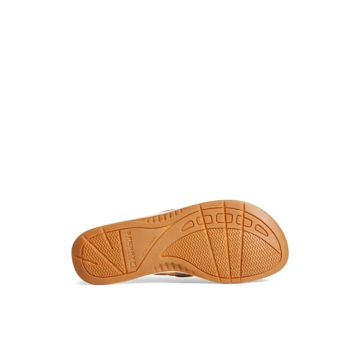 Sandals Women Sperry Seafish Leather Flip Flop Medium Beige