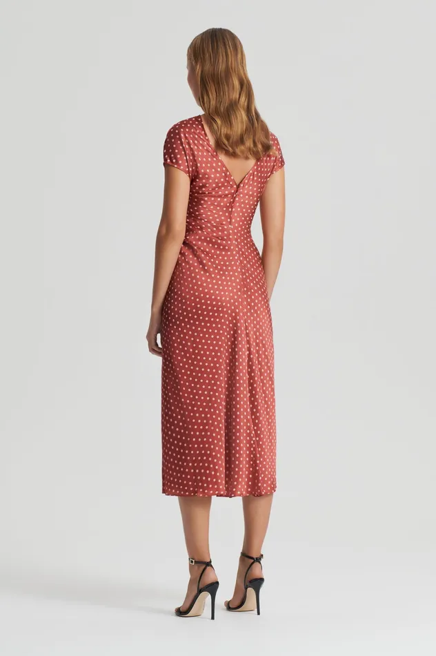 SATIN SPOT PRINT DRESS AMBER Dresses Scanlan Theodore Women SATIN SPOT PRINT DRESS AMBER Dresses Scanlan Theodore Women