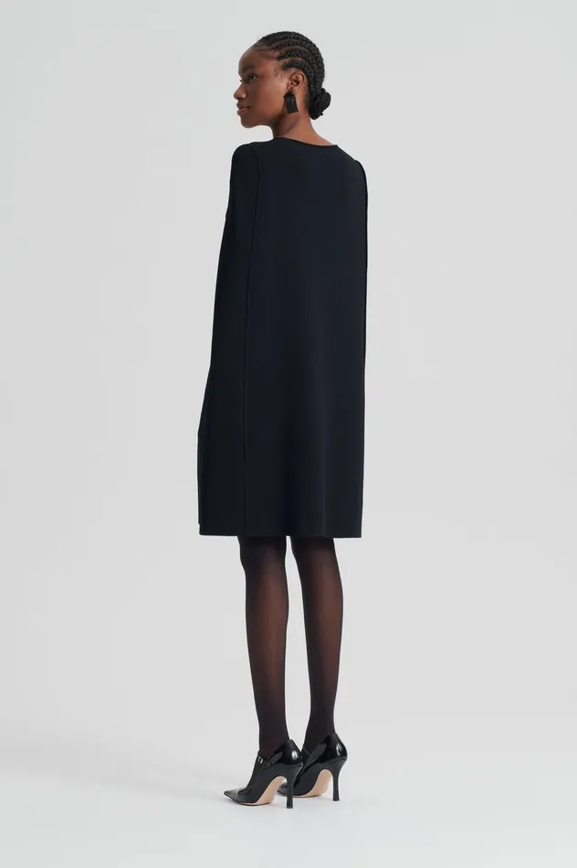 Scanlan Theodore Capes Women CREPE KNIT CAPE DRESS BLACK Scanlan Theodore Capes Women CREPE KNIT CAPE DRESS BLACK