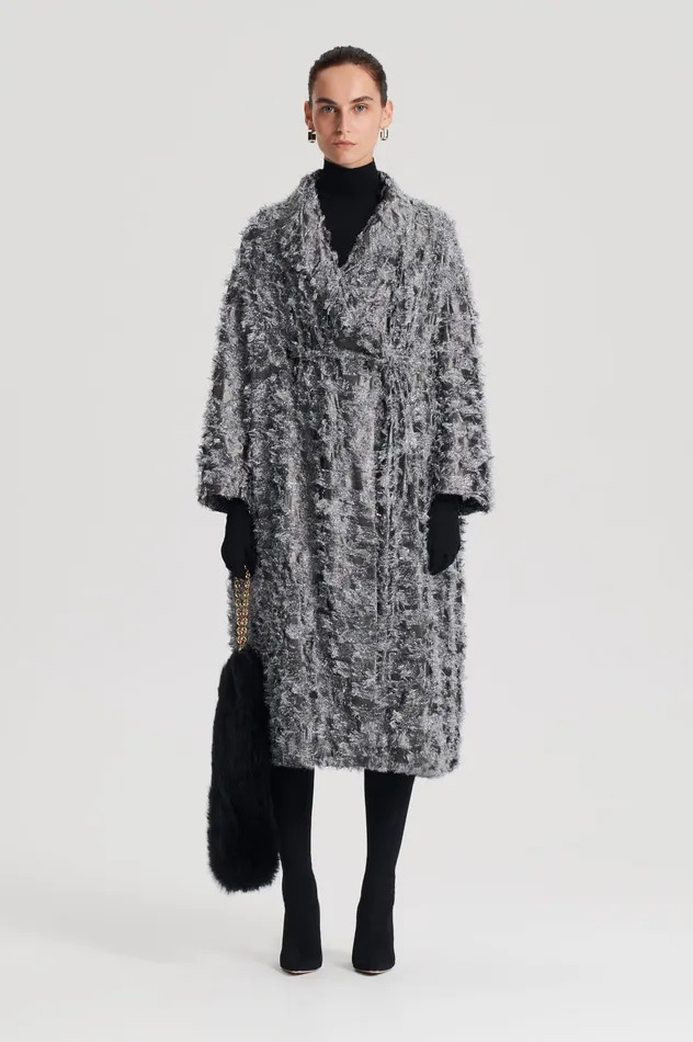Scanlan Theodore Coats Women TINSEL FRINGE COAT DARKSILVER