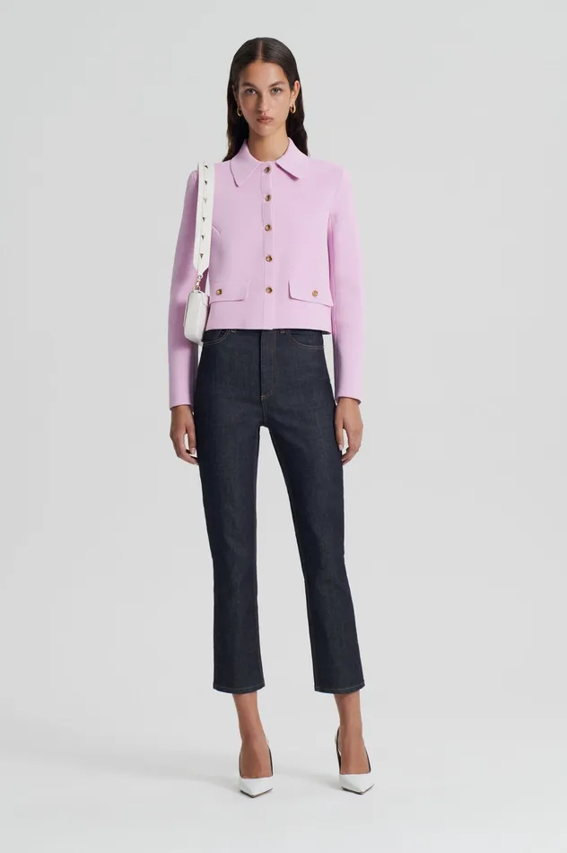 Scanlan Theodore CREPE KNIT BUTTON JACKET MAUVE Women Jackets
