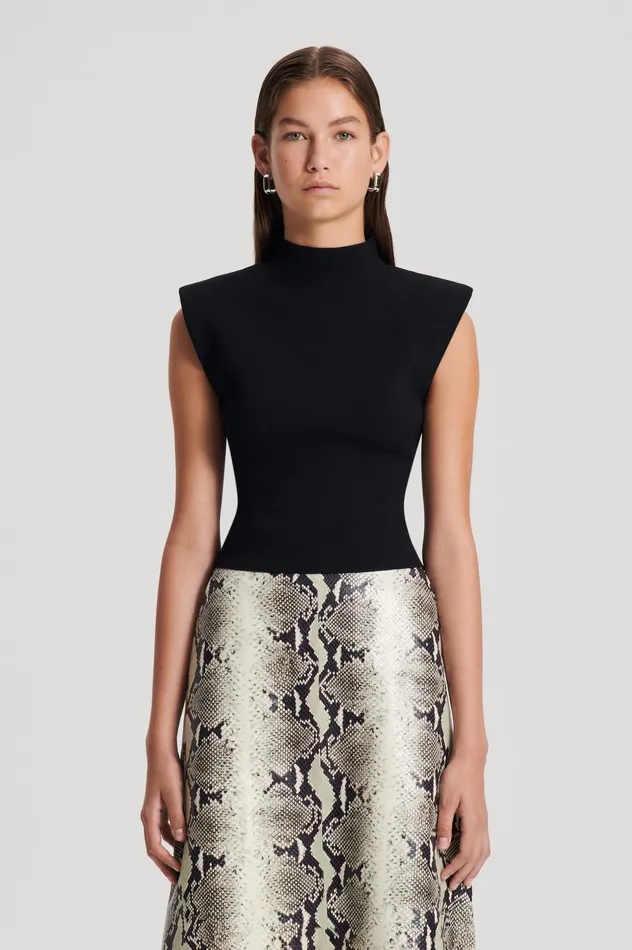 Scanlan Theodore CREPE KNIT MILANO SLVLSS TOP BLACK Women Tops Scanlan Theodore CREPE KNIT MILANO SLVLSS TOP BLACK Women Tops