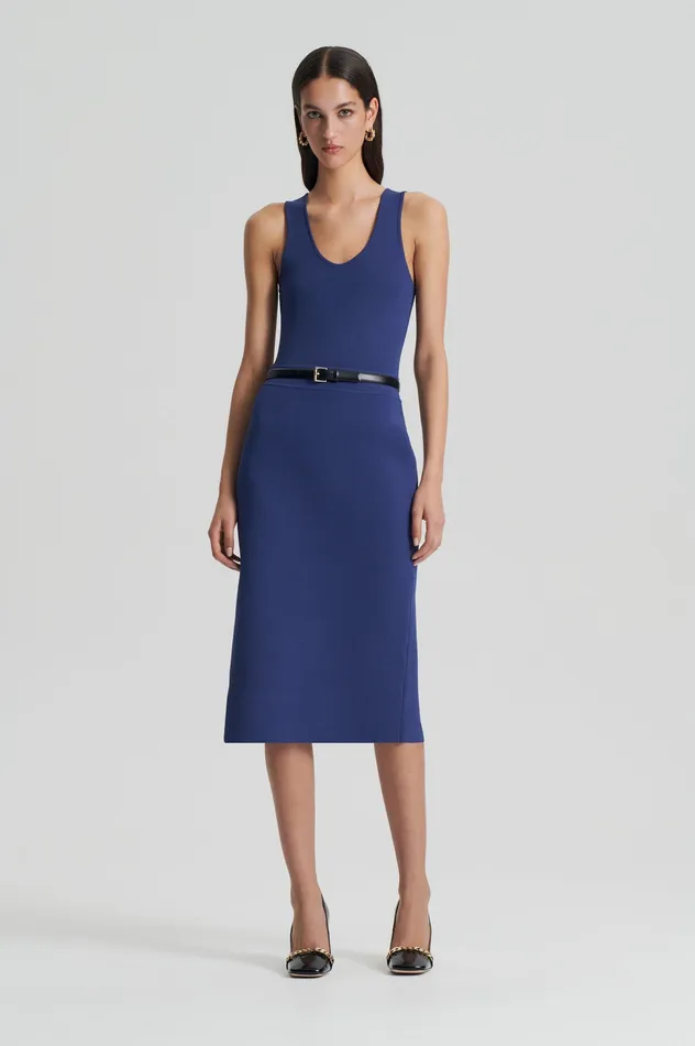 Scanlan Theodore CREPE KNIT SLIT BACK SKIRT ROYAL Women Skirts