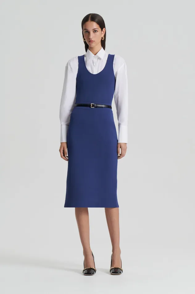 Scanlan Theodore CREPE KNIT SLIT BACK SKIRT ROYAL Women Skirts