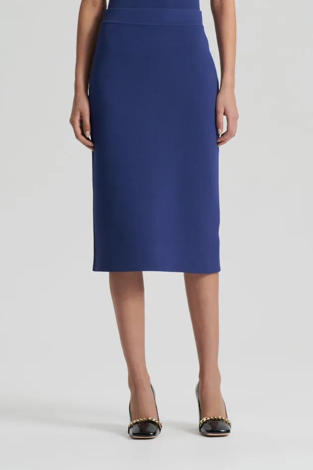 Scanlan Theodore CREPE KNIT SLIT BACK SKIRT ROYAL Women Skirts