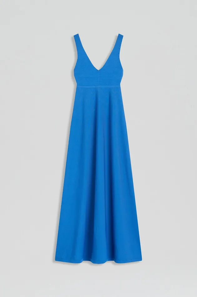 Scanlan Theodore CREPE KNIT V NECK DRESS PRUSSIANBLUE Women Dresses