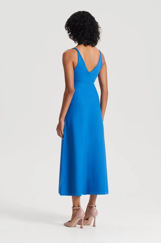 Scanlan Theodore CREPE KNIT V NECK DRESS PRUSSIANBLUE Women Dresses