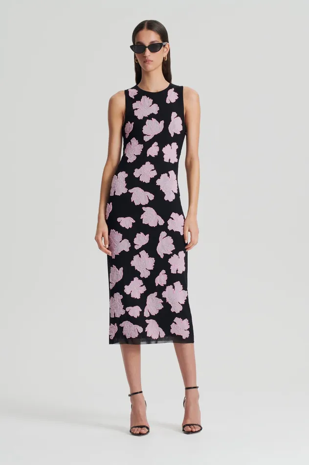Scanlan Theodore EMBROIDERED FLORAL MESH DRESS BLACKPINK Women Dresses