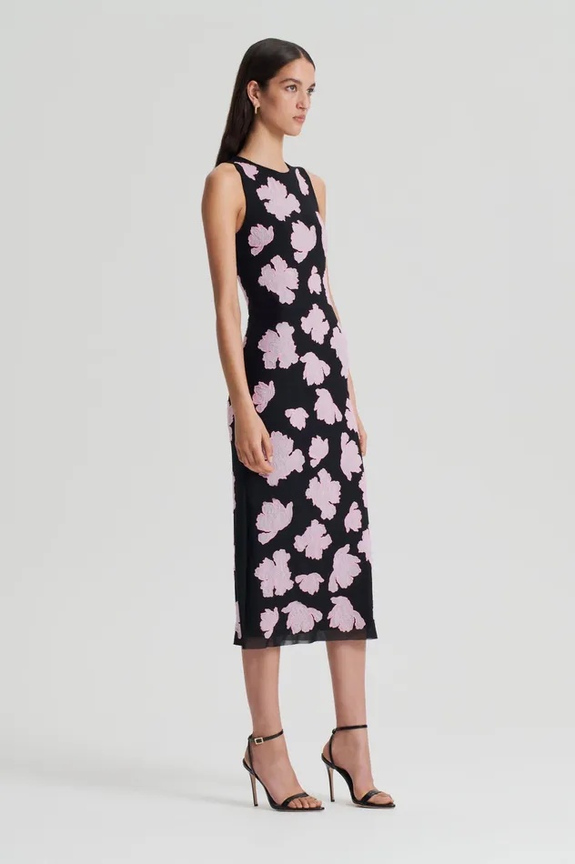 Scanlan Theodore EMBROIDERED FLORAL MESH DRESS BLACKPINK Women Dresses