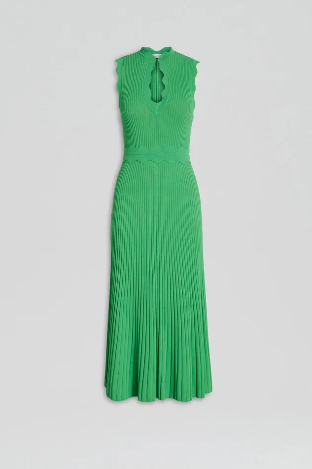 Scanlan Theodore PLEATED RIB SCALLOP TRIM DRESS GREEN Women Knitwear