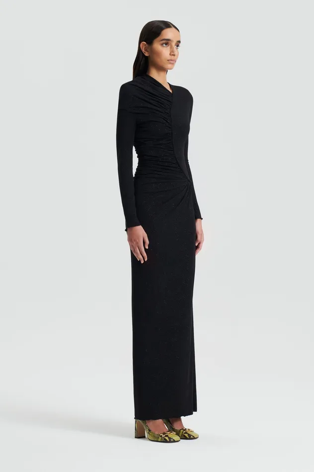Scanlan Theodore TINSEL DRAPE GOWN BLACK Women Dresses Scanlan Theodore TINSEL DRAPE GOWN BLACK Women Dresses