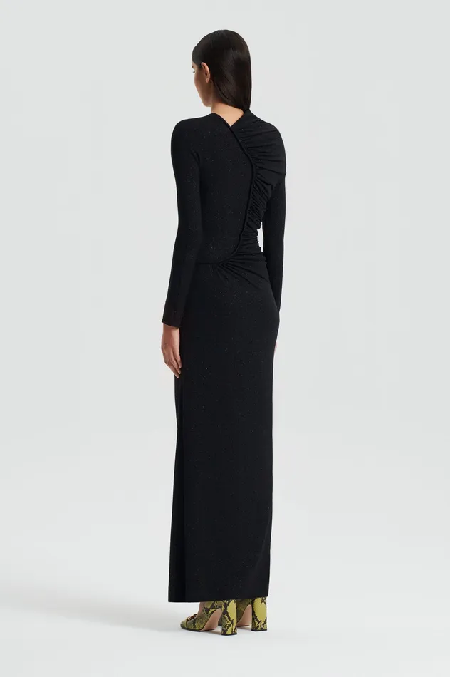 Scanlan Theodore TINSEL DRAPE GOWN BLACK Women Dresses Scanlan Theodore TINSEL DRAPE GOWN BLACK Women Dresses