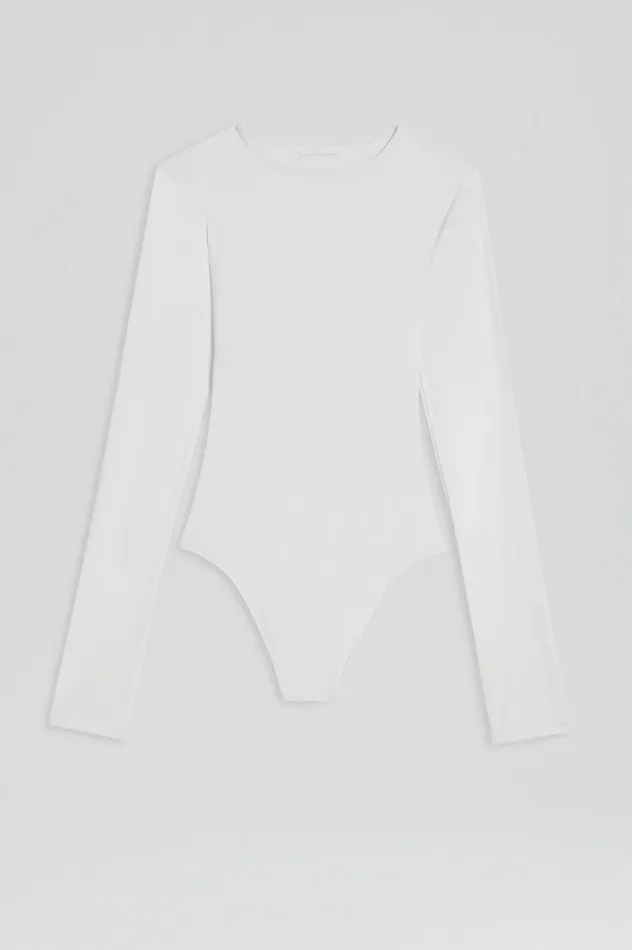 Scanlan Theodore Tops Women CREW NECK BODYSUIT WHITE Scanlan Theodore Tops Women CREW NECK BODYSUIT WHITE