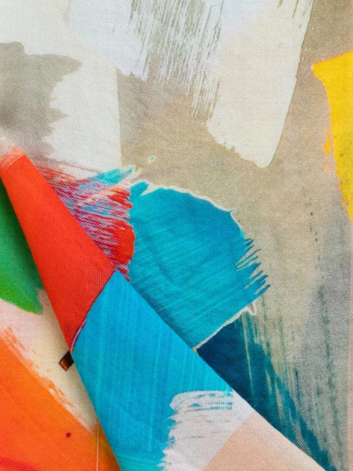Scarf In Cashmere And Silk With Stroke On Paper Print Multicolor Women Akris Collector Scarves
