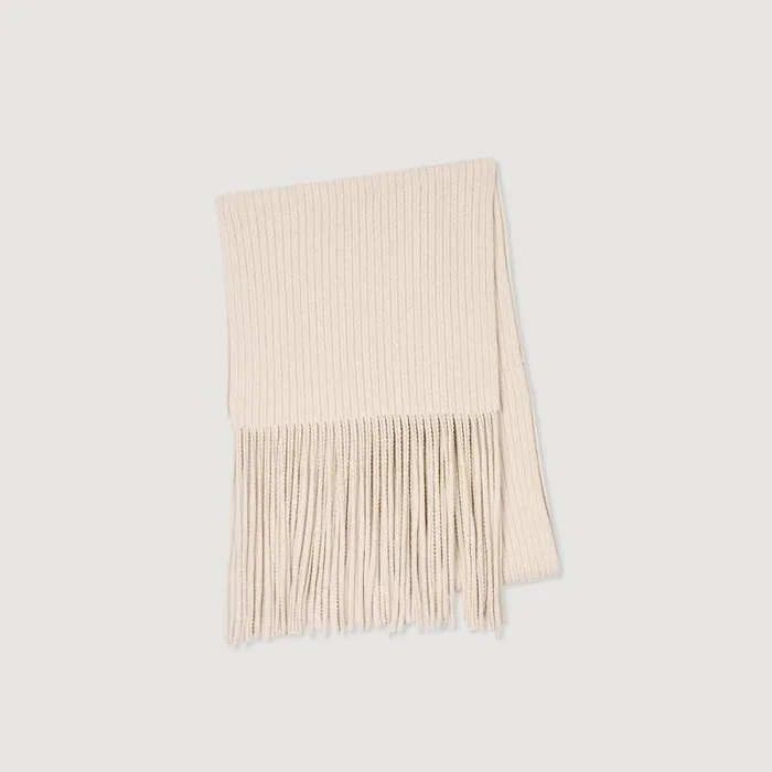 Scarves Women SANDRO Knitted Scarf Ecru