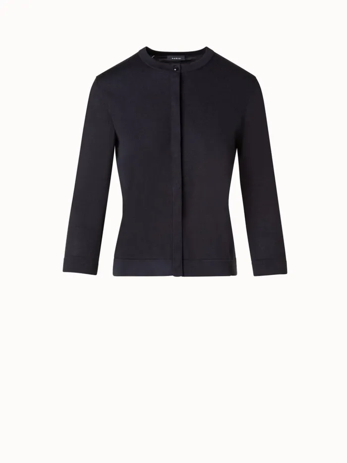 Sea Island Cotton Cardigan Black Women Akris Knitwear