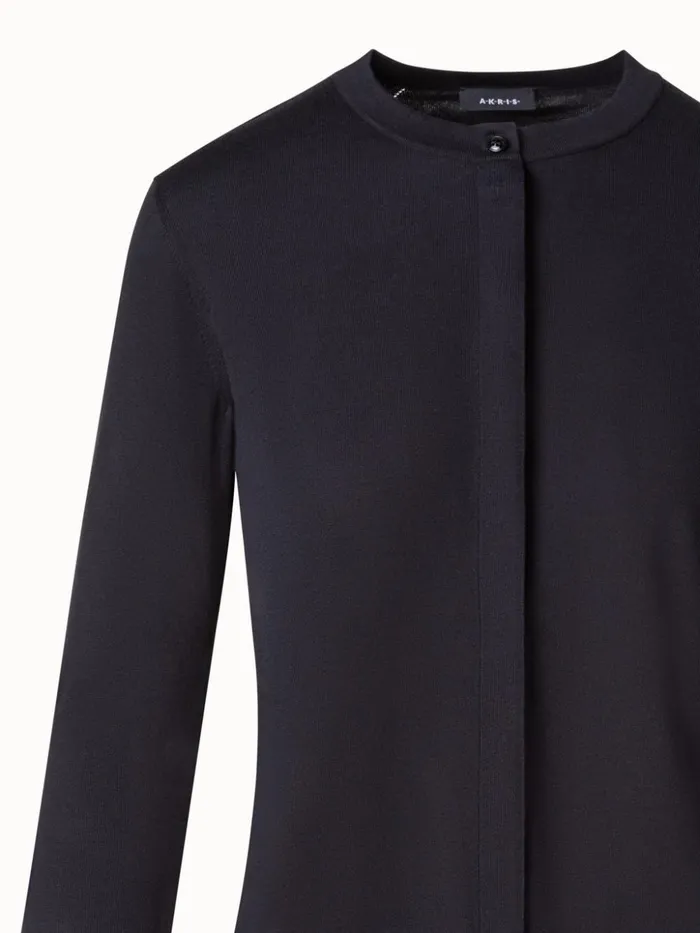 Sea Island Cotton Cardigan Black Women Akris Knitwear